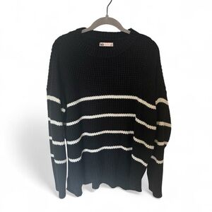 Black and White Striped Sweater Crew